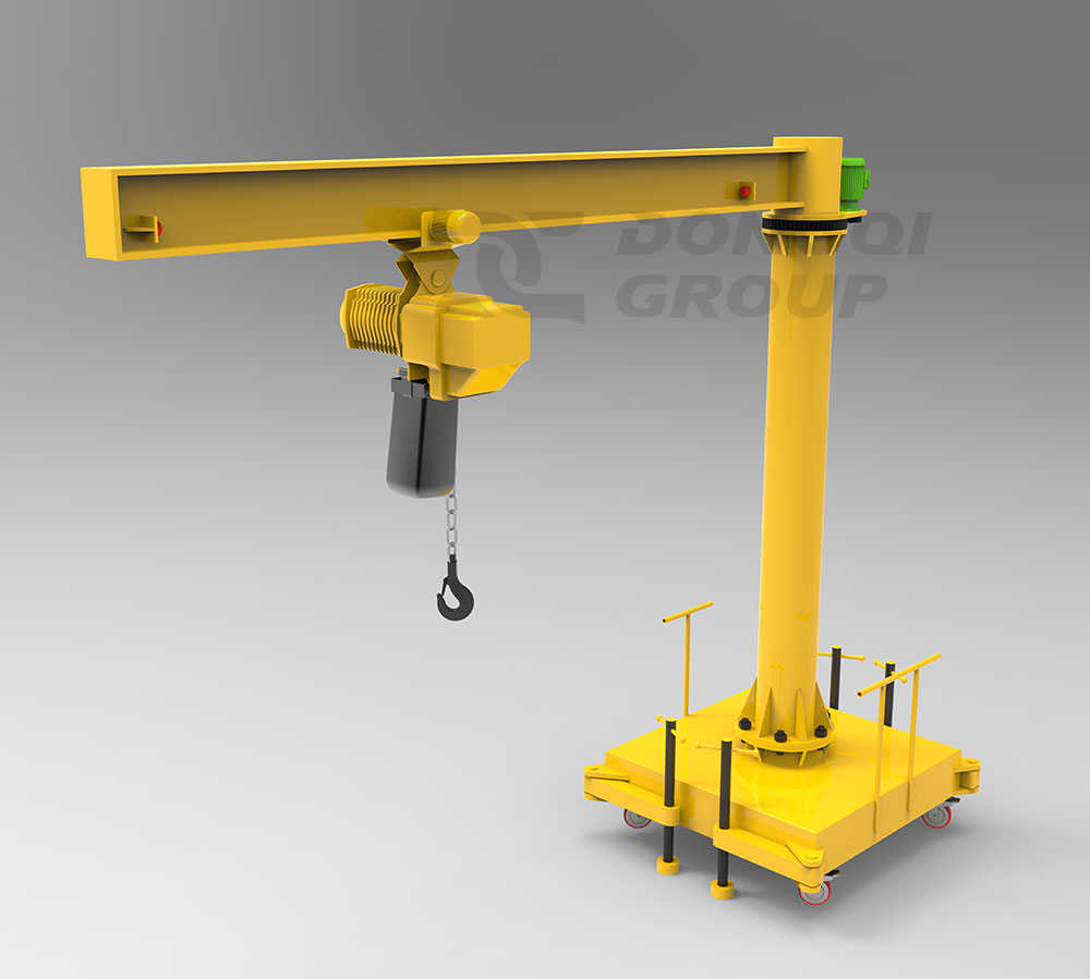 Portable jib crane with electric chain hoist