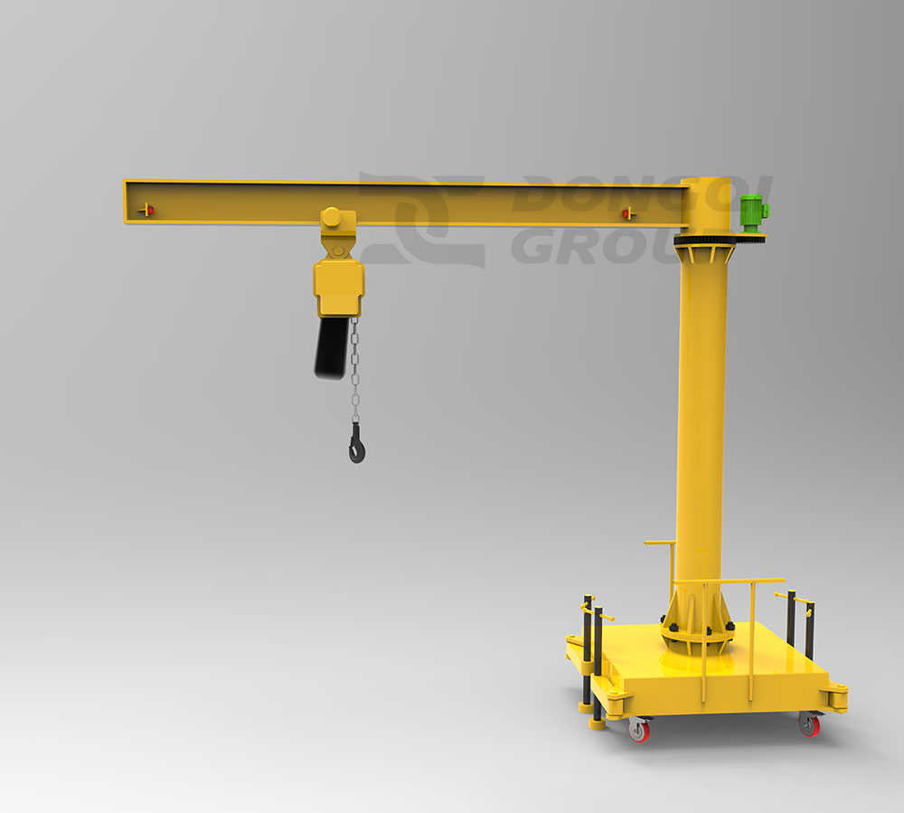Portable jib crane with electric chain hoist