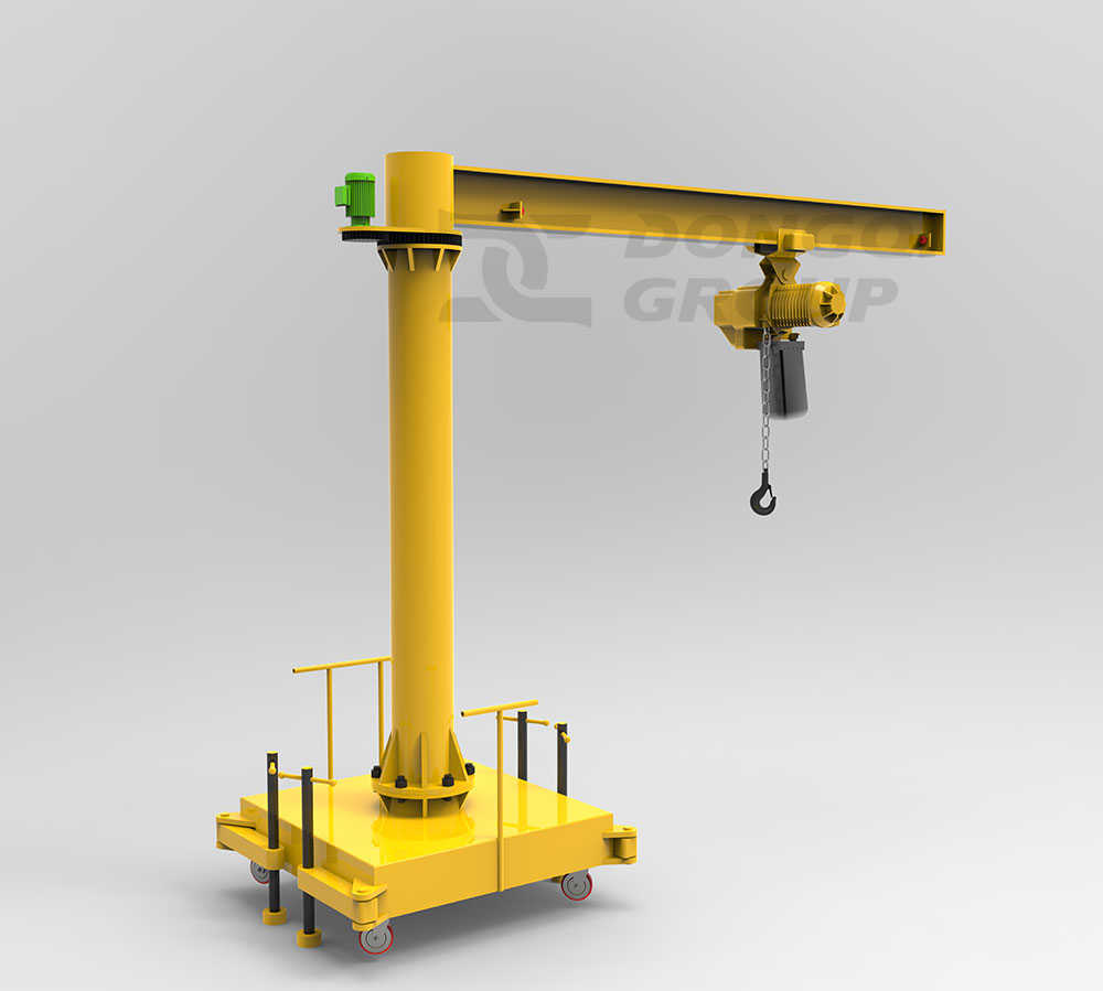 Portable jib crane with electric chain hoist