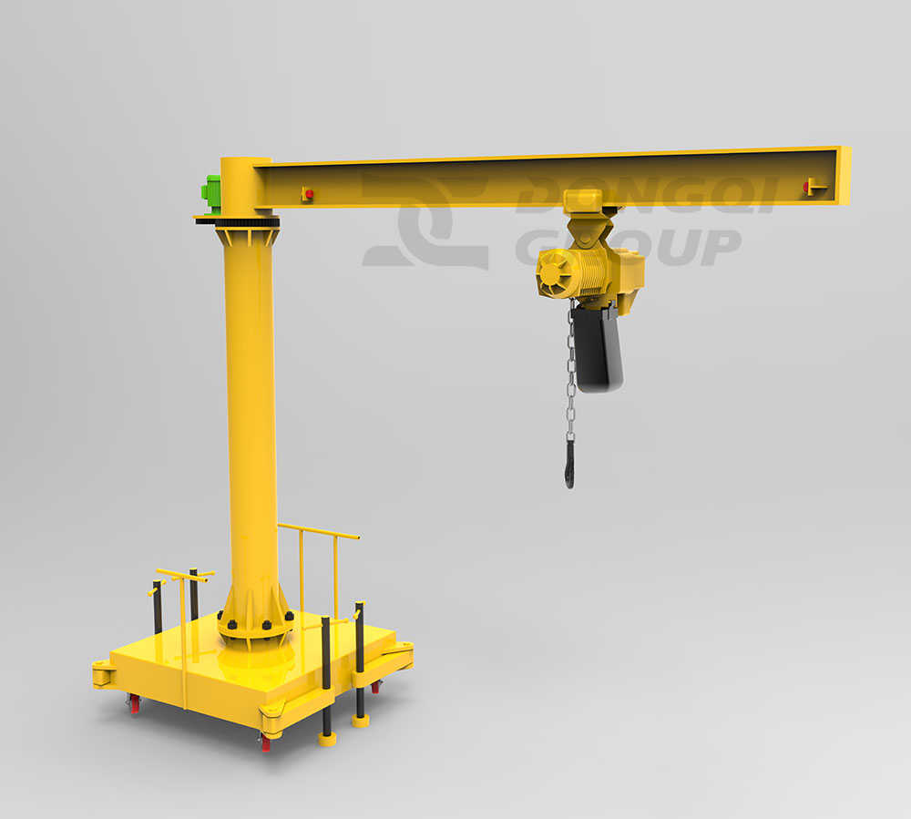 Portable jib crane with electric chain hoist