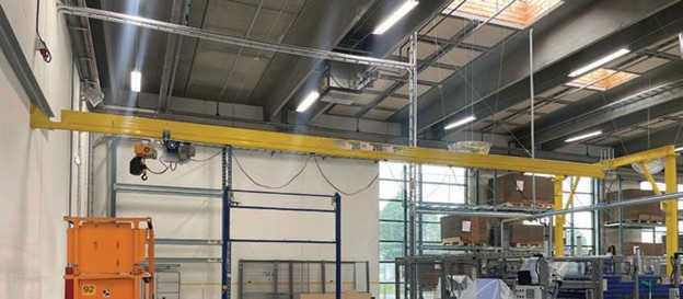 The second crane is a mono light crane solution with a 250kg capacity and a track length of 9.5m