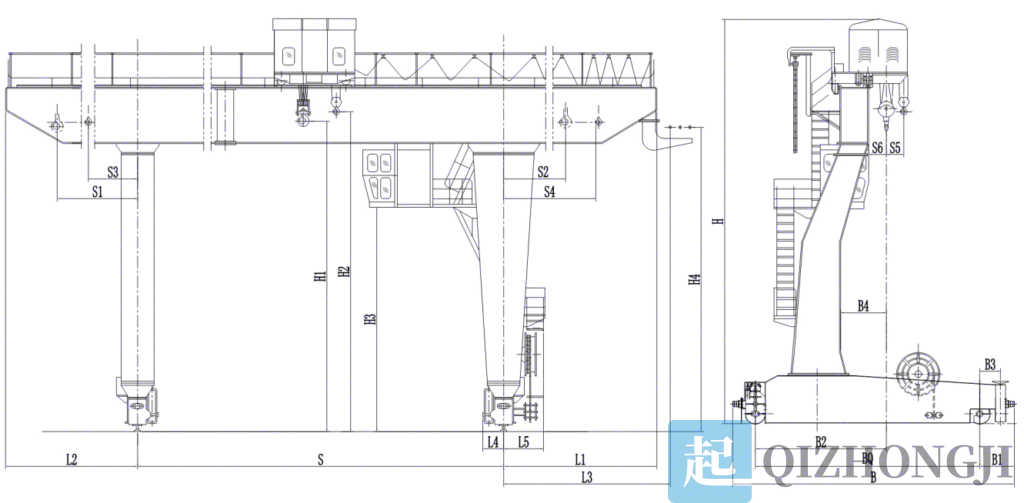 Structural diagram of 10-ton side-mounted gantry crane