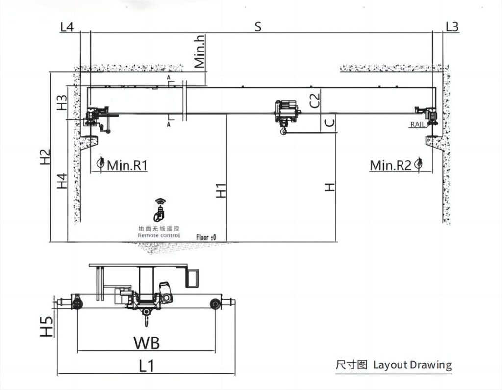 Structural-diagram-of-a-5-ton-European-single-beam-bridge-crane