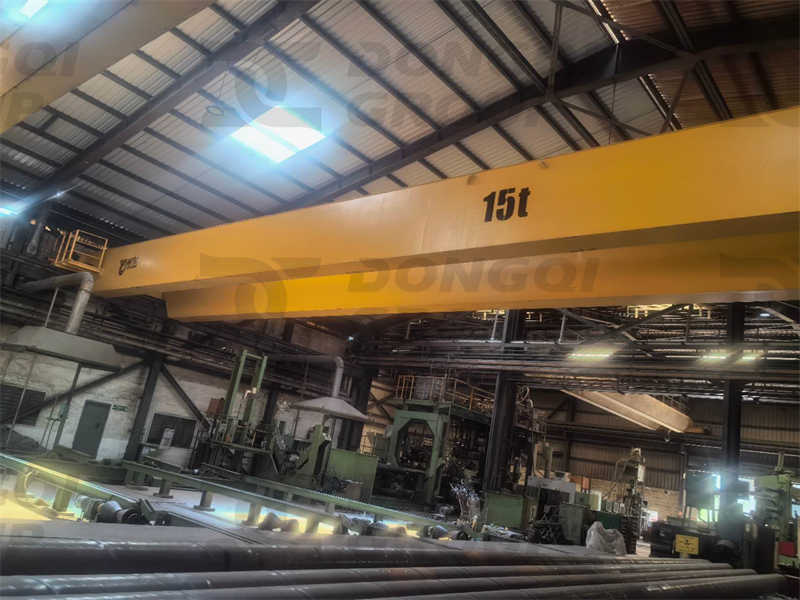 QDX15 ton double beam overhead crane in steel coil factory