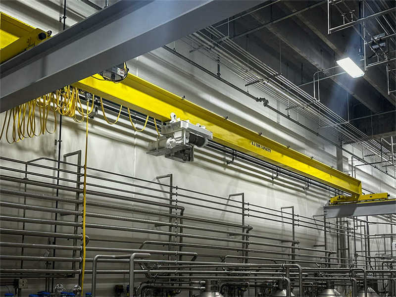 food grade overhead crane with wall mounted runway